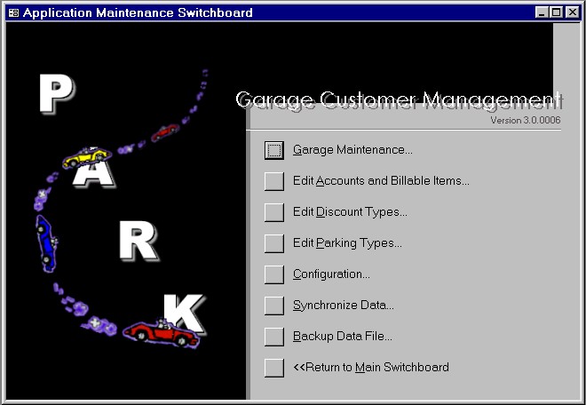 Application maintenance menu
