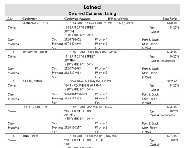 Complete customer details report