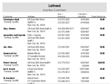 Report of inactive customers (with balances)